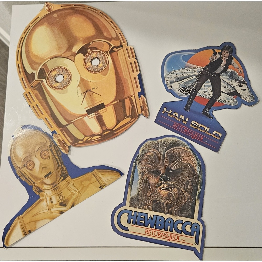 1980's Vintage Star Wars Cardboard Cut Outs Of Characters Lot Of 4